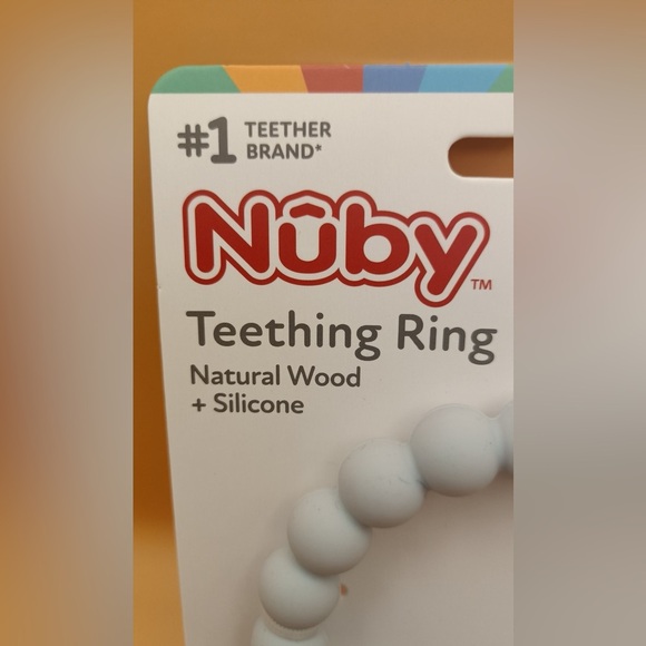 Nuby Gray Elephant Teething Ring - Natural Wood & Silicone - Picture 7 of 8